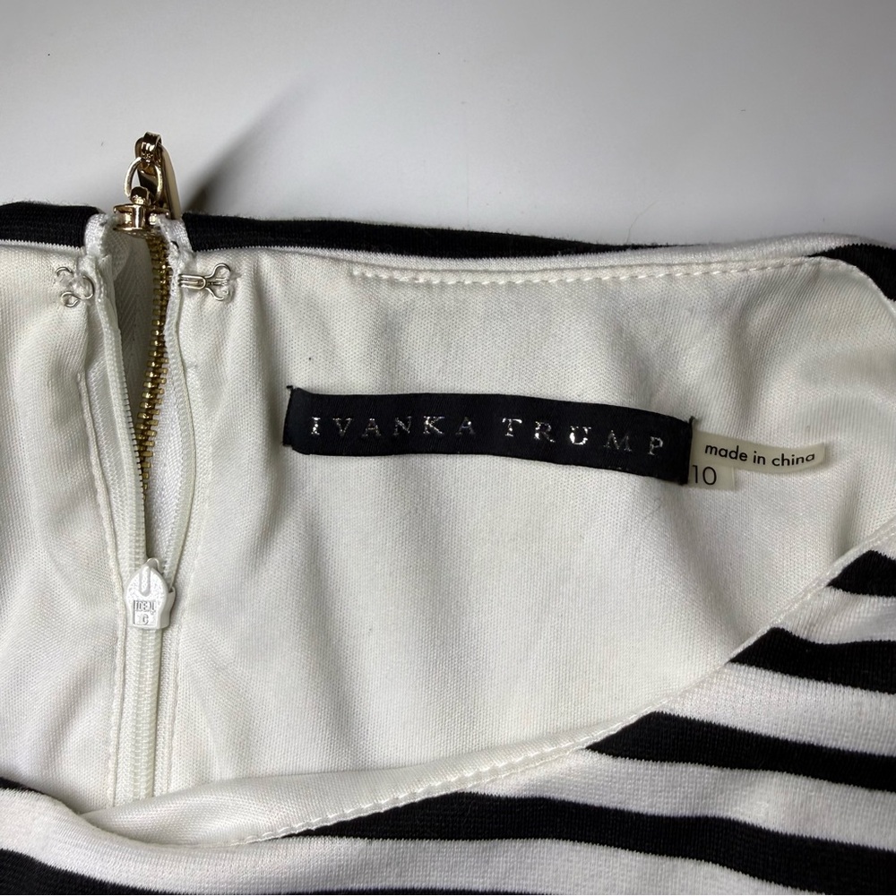 Ivanka Trump Black and White Striped Sleeveless Dress - Picture 3 of 4